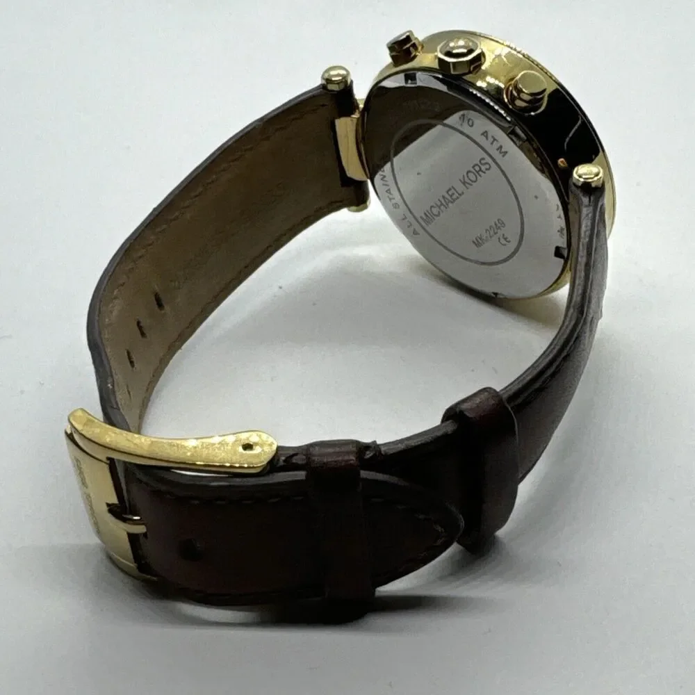 Michael Kors MK2249 Women's Brown Leather Gold Analog Dial Quartz Watch JNA626
